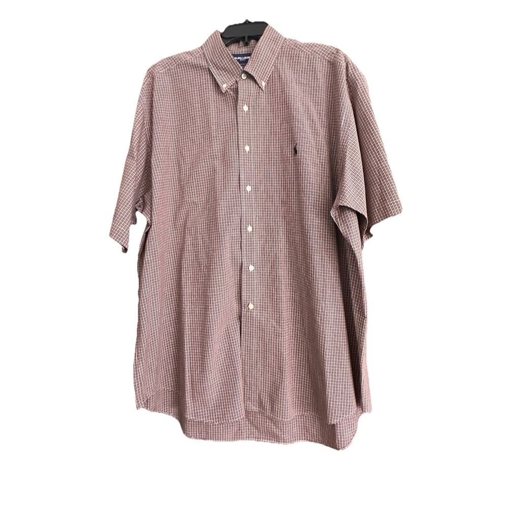 Vintage Ralph Lauren Golf Mens Tilden Cotton Red Check Button Up Shirt XLarge